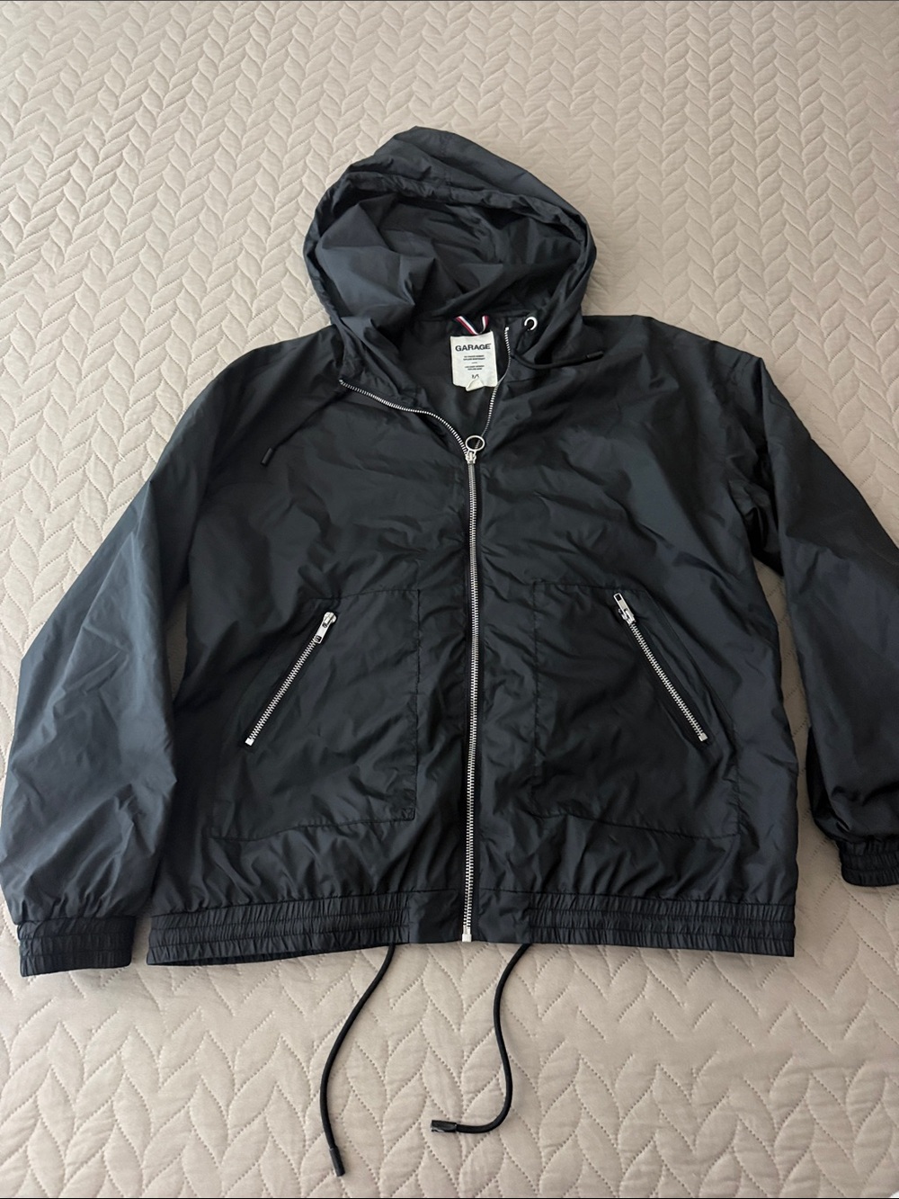 Garage Black Hooded Rain Jacket for woman’s